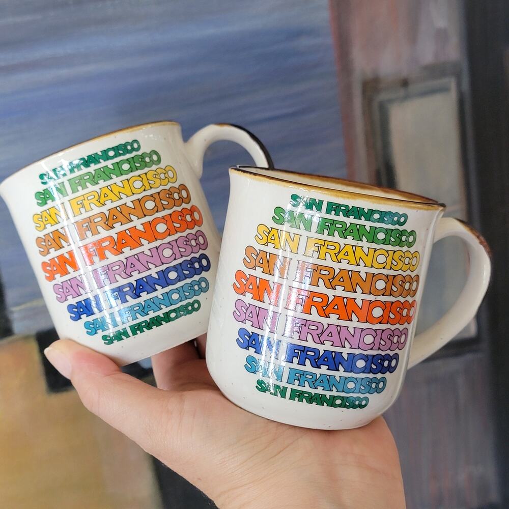San Francisco Stoneware Mug Set Vintage Deadstock